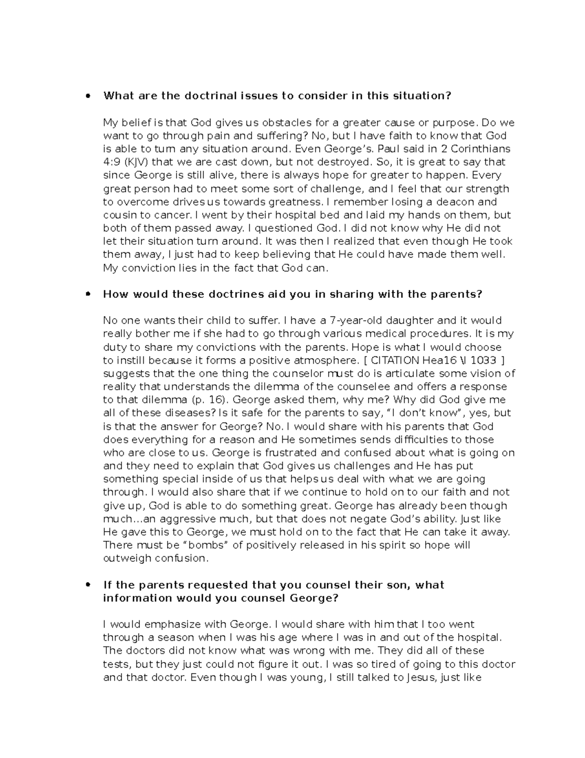 DB1 - What are the doctrinal issues to consider in this situation? My ...