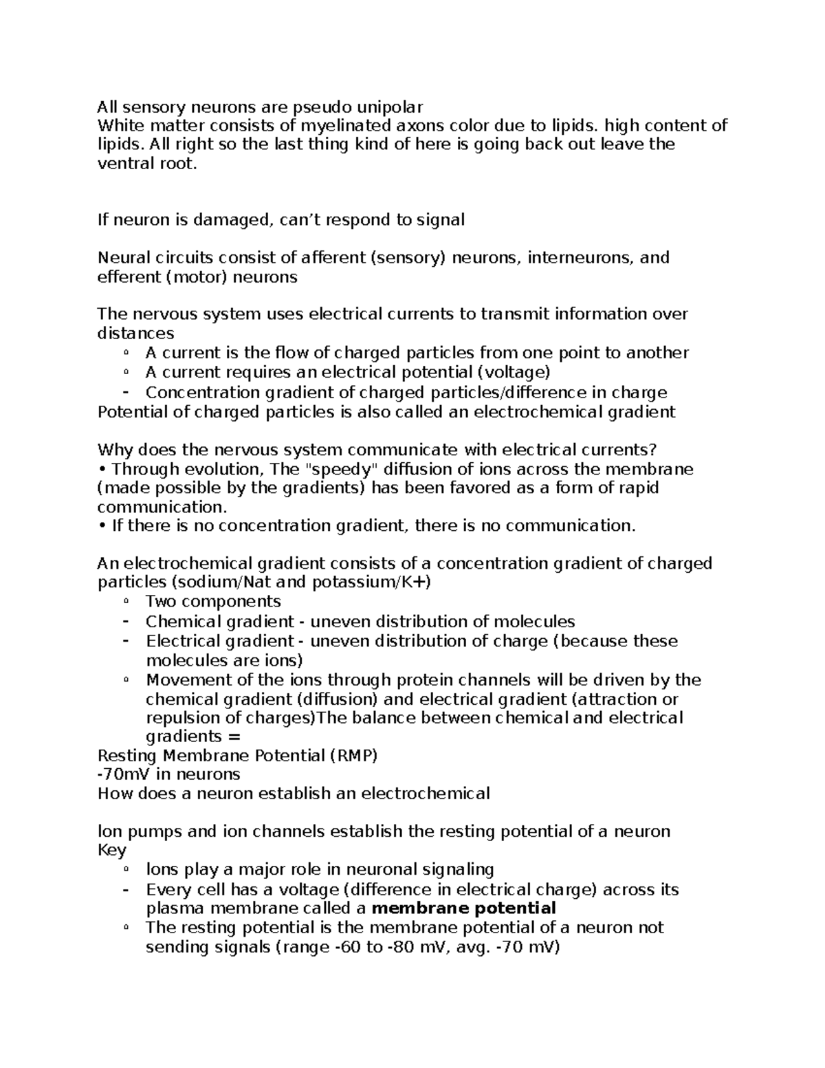 Bio240W Week 3 - Lecture Notes on Neuronal Signaling and Membrane ...