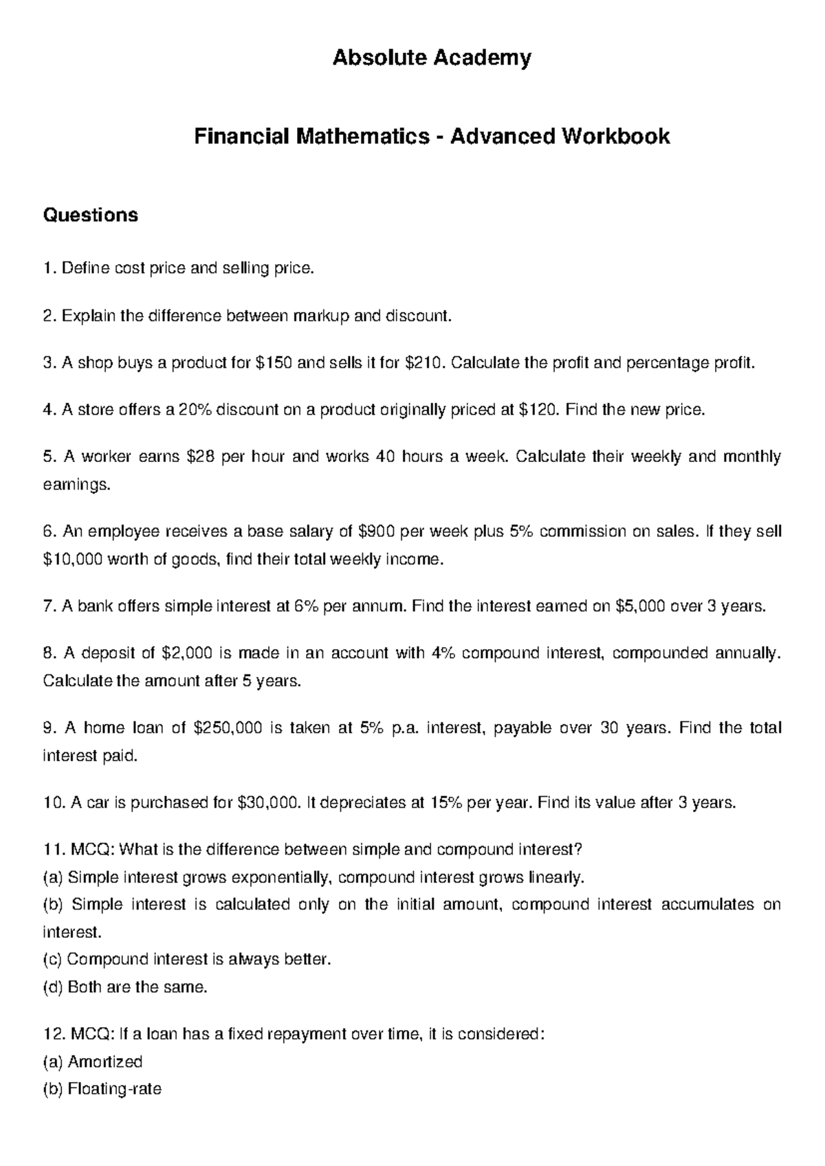 Financial Math Booklet Fixed - Absolute Academy Financial Mathematics ...
