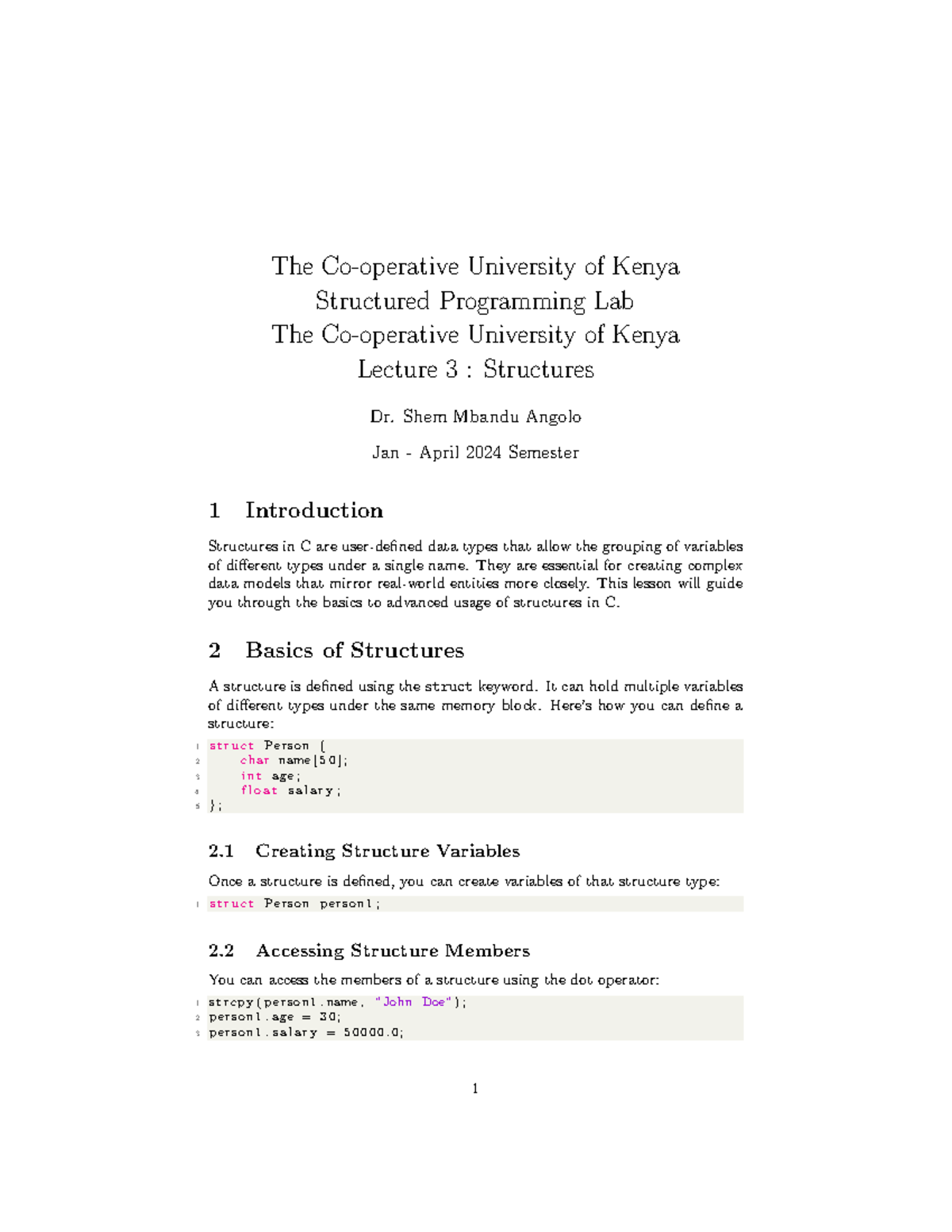 Structured Programming Lab Structures Lesson - The Co-operative ...