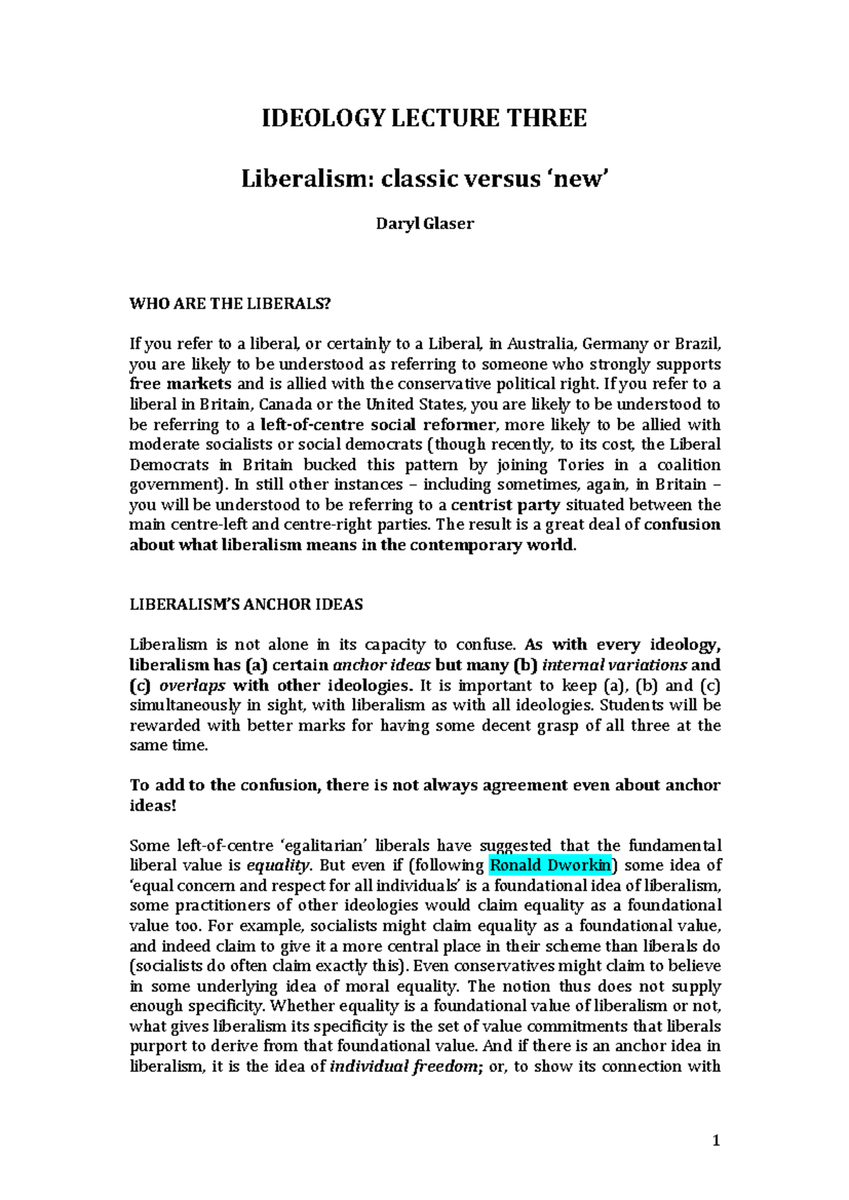 Ideology Lecture 3 - Understanding Liberalism's Variants and ...