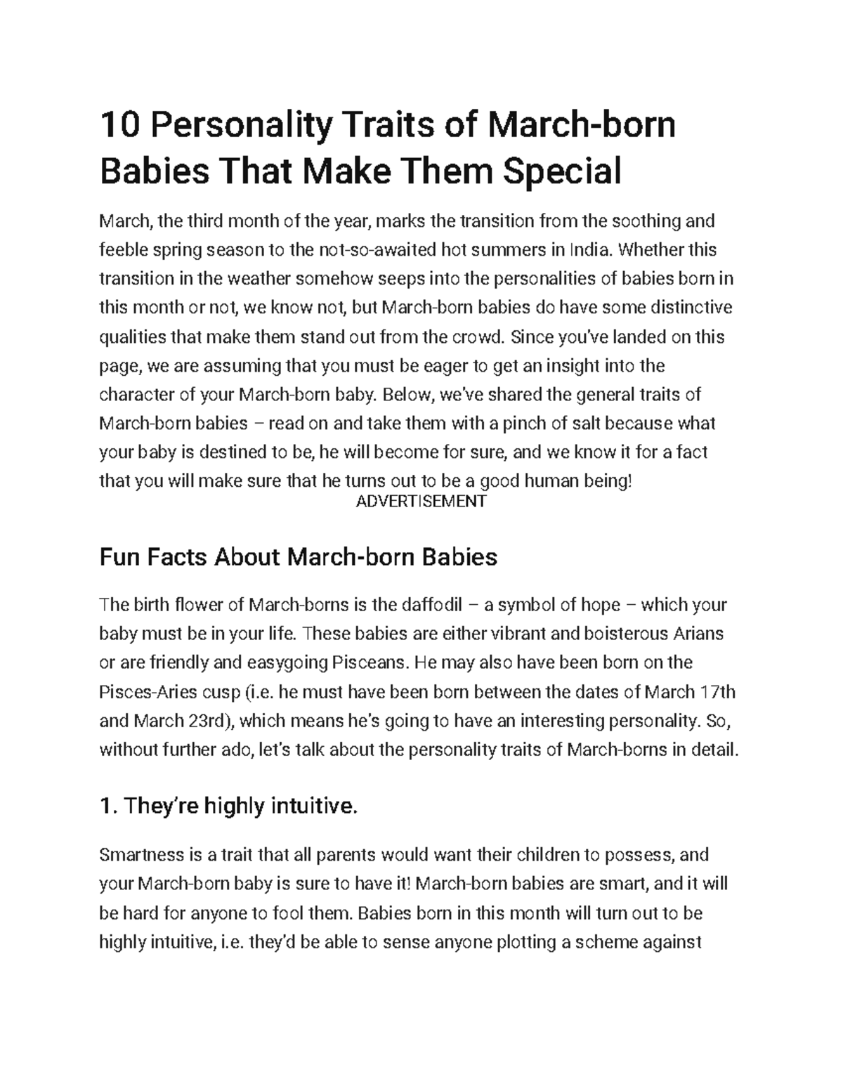 10 Unique Personality Traits of March-Born Babies - Studocu