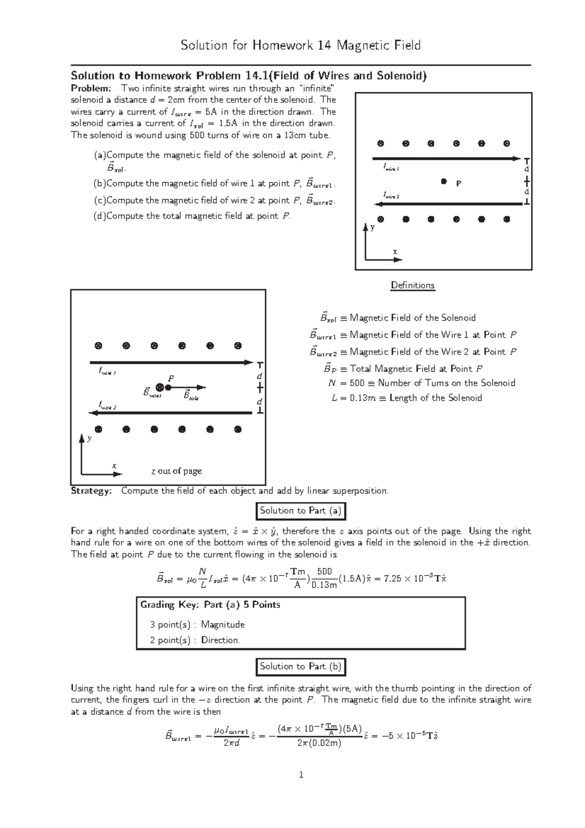 HW14 - 14th HW - Solution for Homework 14 Magnetic Field Solution to ...