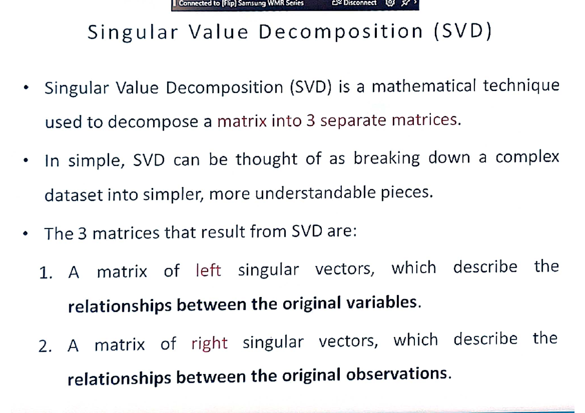 SVD Techniques and Applications in Machine Learning [ML] - Notes - Studocu