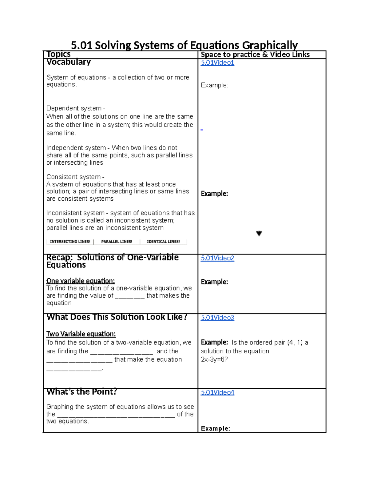 5.01 Guided Notes Flex - math - 5 Solving Systems of Equations ...