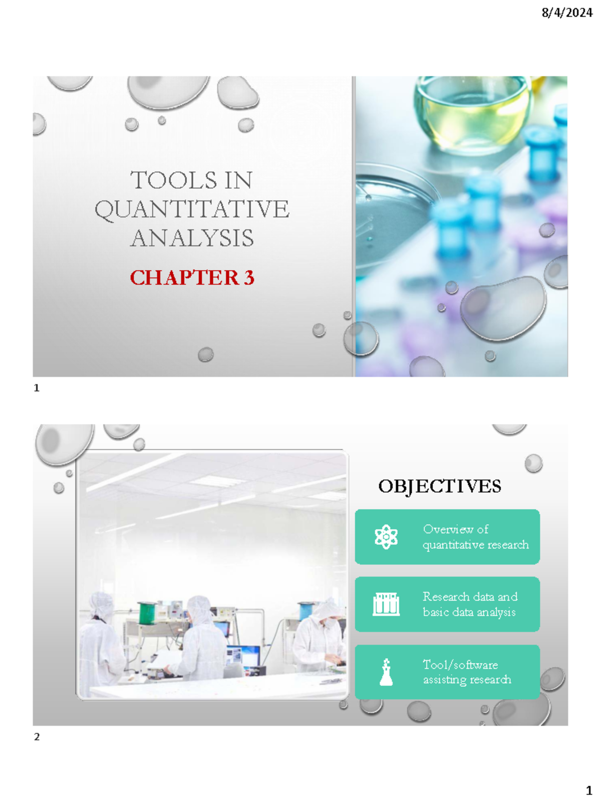 Quantitative Analysis Tools: Chapter 3 Overview and Objectives - Studocu