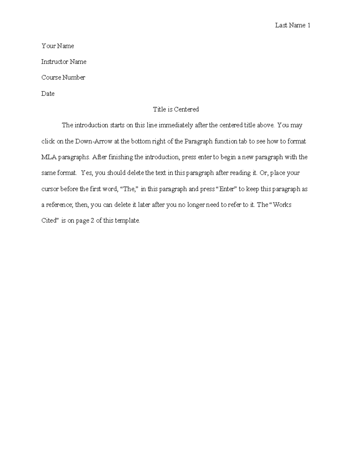MLA Template Guide for Formatting Your Paper - Studocu