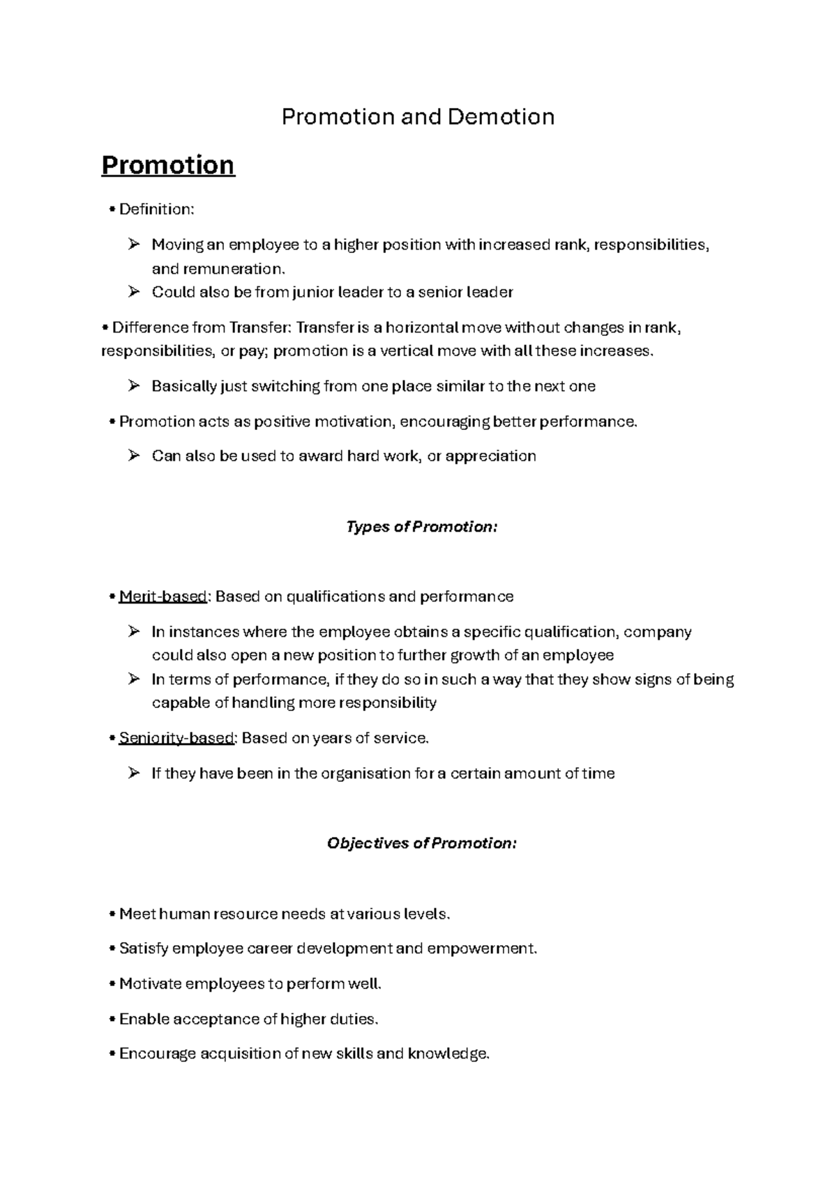 Promotion & Demotion Summary - Student Handbook Insights - Studocu