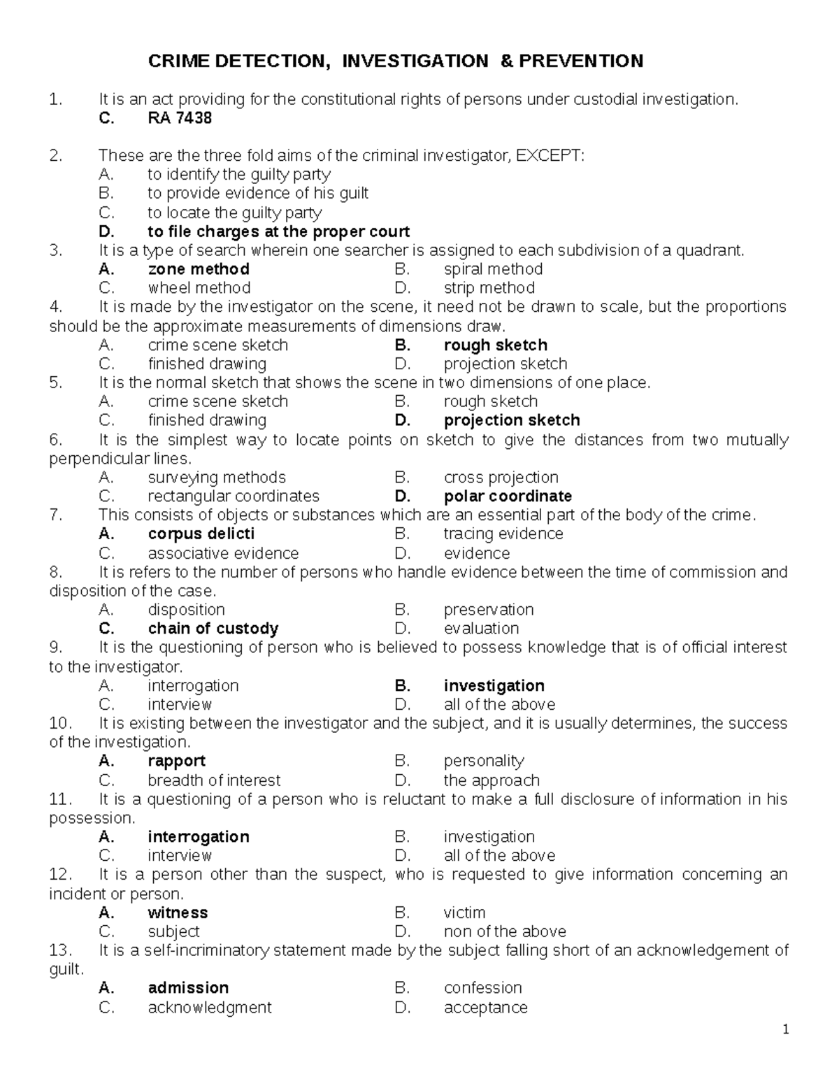 CRIM 101: Comprehensive Notes on Crime Detection & Investigation - Studocu