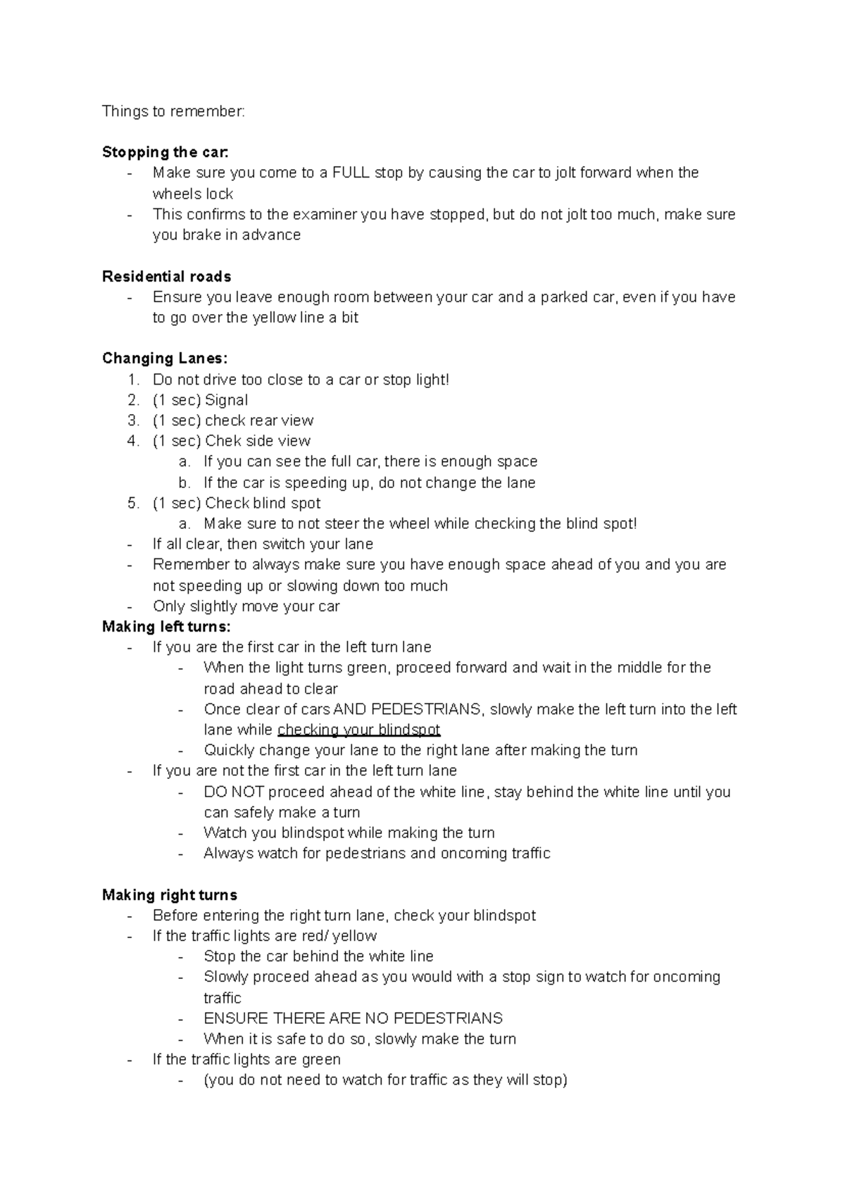 G2 Driving Exam Notes: Key Tips for Passing the G2 Test - Studocu