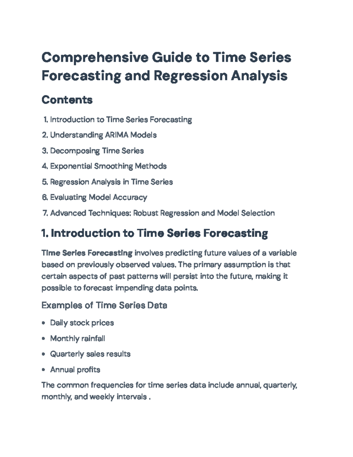 Comprehensive Guide to Time Series Forecasting and Regression Analysis ...