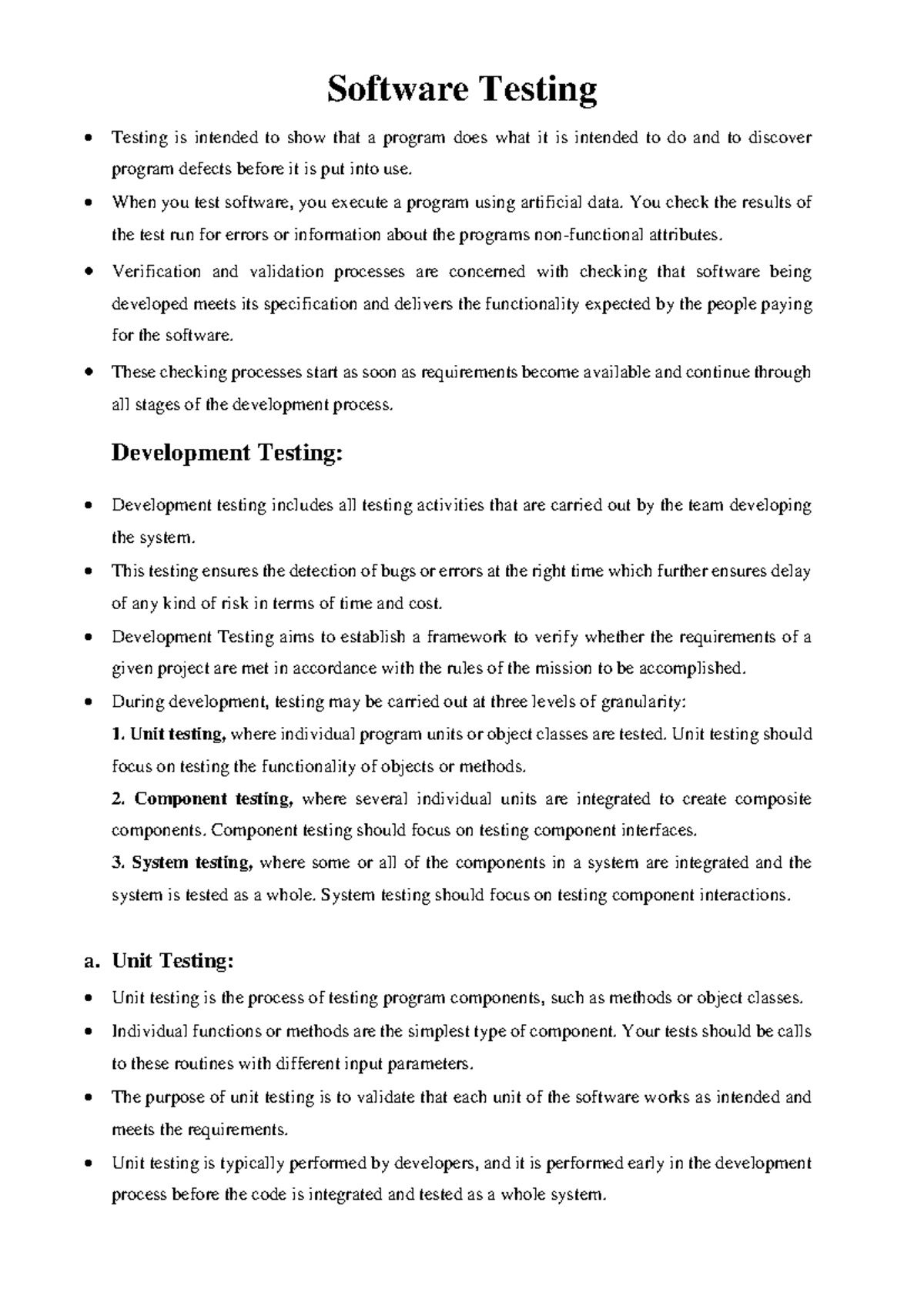 Software Testing - Software Testing Testing is intended to show that a ...