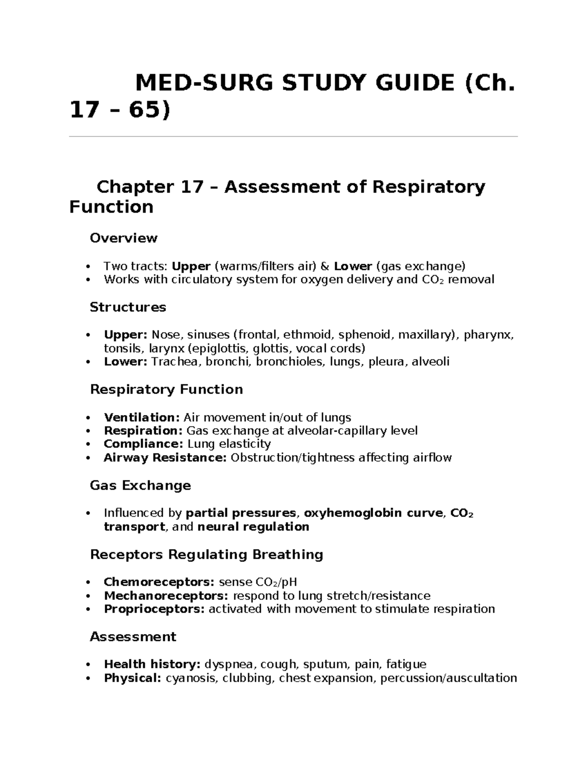 Adult Health Exam #2 Study Guide (Med Surg) - Respiratory & Immune ...