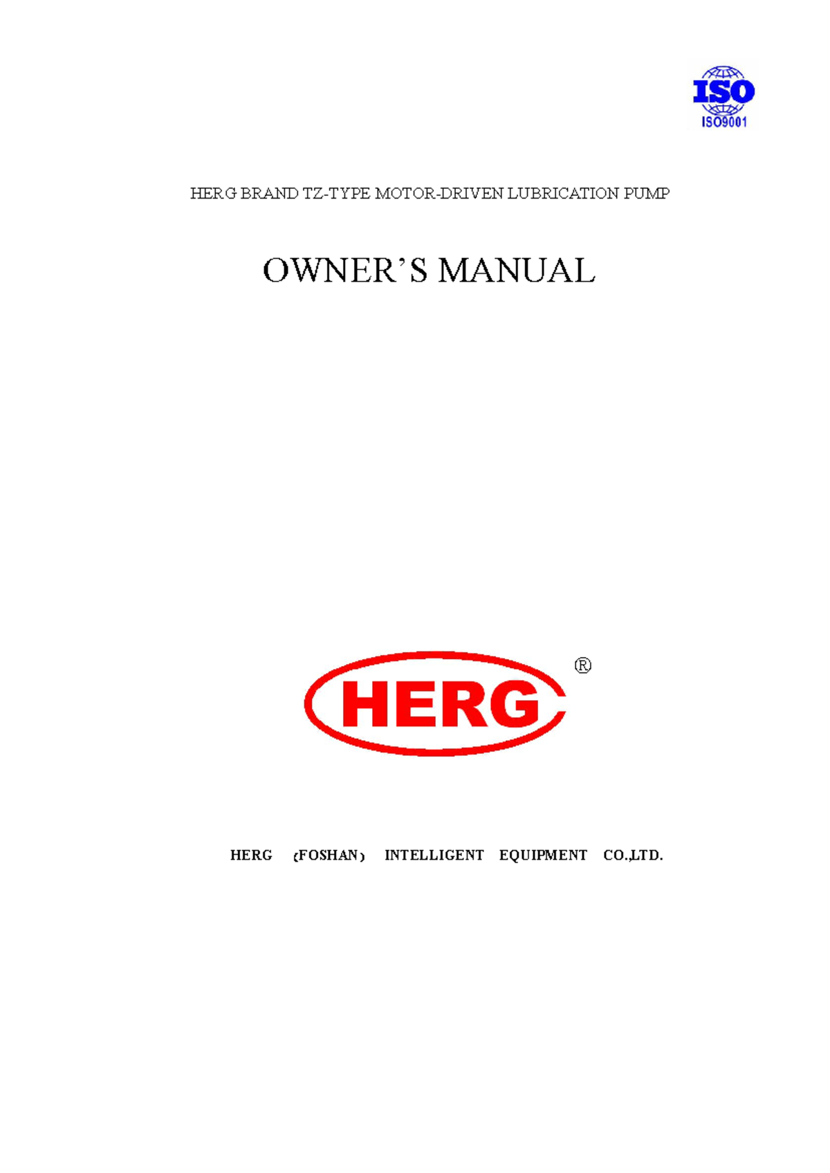HERG Lubrication Pump Manual - Operation & Troubleshooting Guide - Studocu