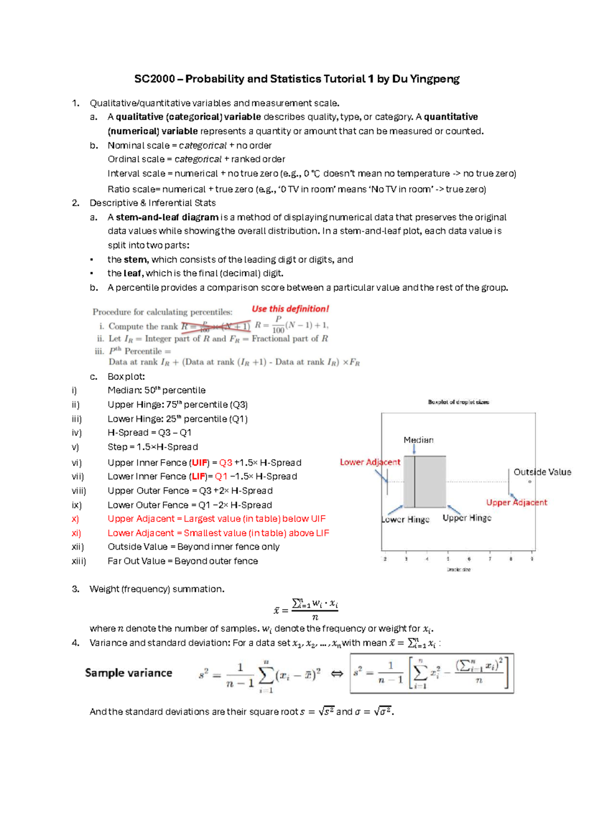 Probability and Statistics Tutorial 1: Key Concepts and Definitions ...
