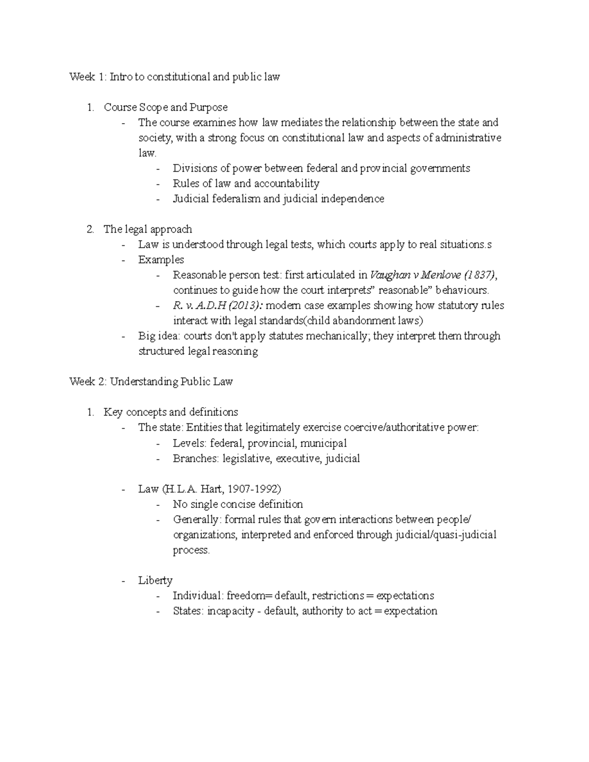 P Olsci 3CL3 - Week 1 & 2: Intro to Constitutional & Public Law Notes ...