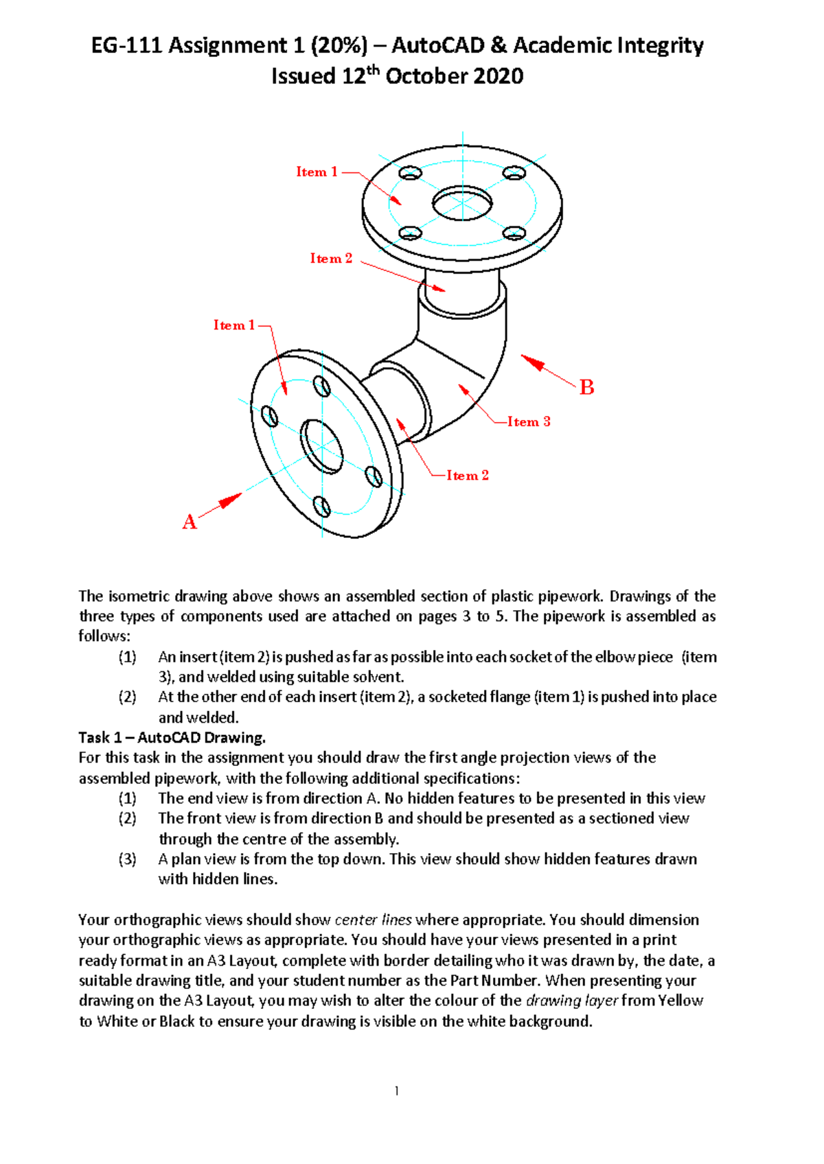 Assignment 1 - Auto CAD & Academic Integrity - 2020 - EG-111 Assignment ...
