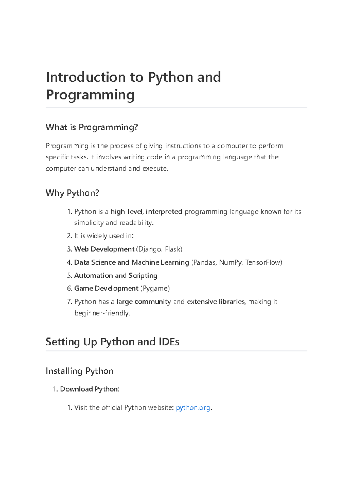 Python Programming Basics: A Comprehensive Handbook - Studocu