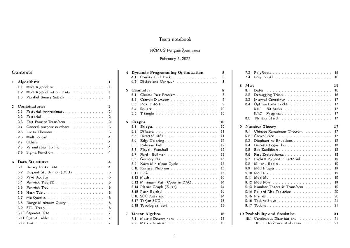 ICPC Notebooks: Algorithms, Data Structures & More (HCMUS) - Studocu