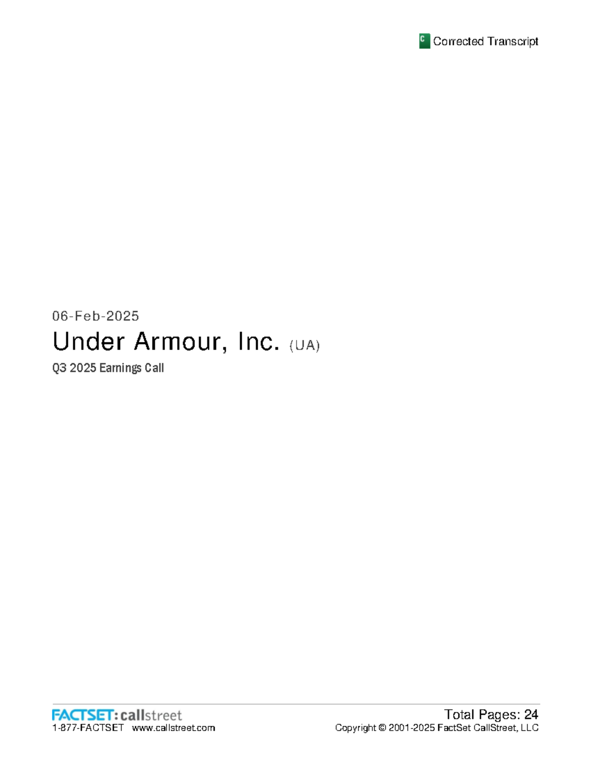 UA Q3 2025 Earnings Call Corrected Transcript: Key Insights and ...