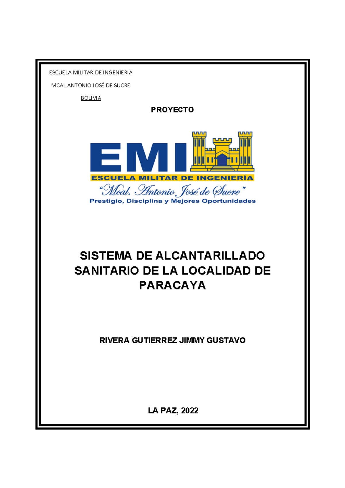 Diseño del Sistema de Alcantarillado Sanitario en Paracaya - Proyecto ESI II - Document Preview