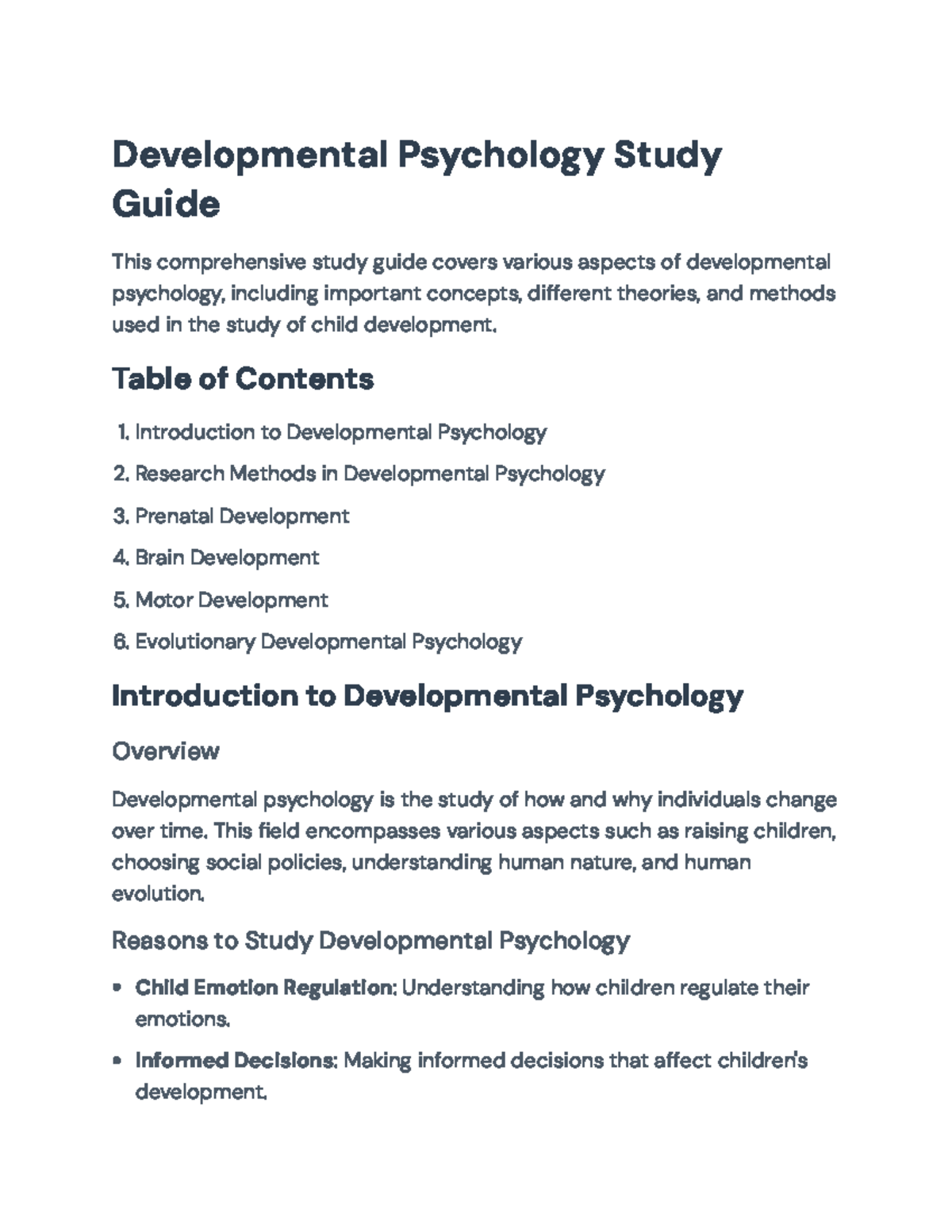 Developmental Psychology Study Guide: Key Concepts and Methods ...