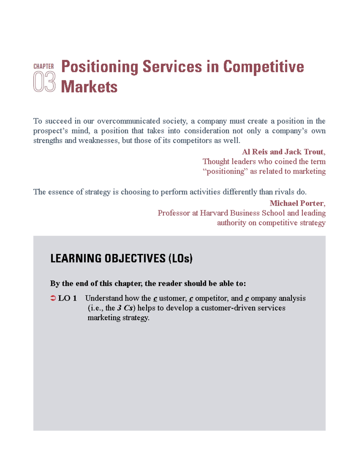 Chapter 3 - Positioning Services in Competitive Markets (MKT 301) - Studocu
