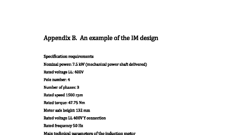 Appendix B: IM Design Specification for LSPM 7 - Technical Parameters ...