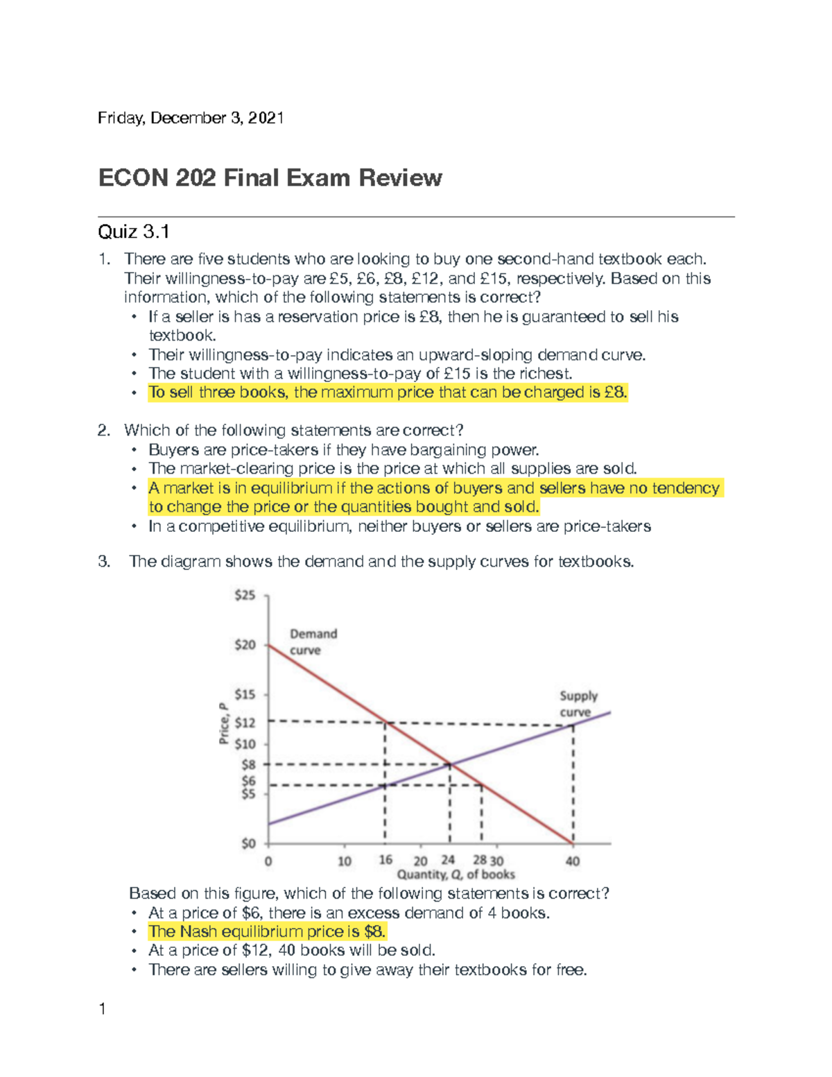 ECON 202 Quiz 3.1 Review - Chapter 3 & Module 1 Practice Answers - Studocu