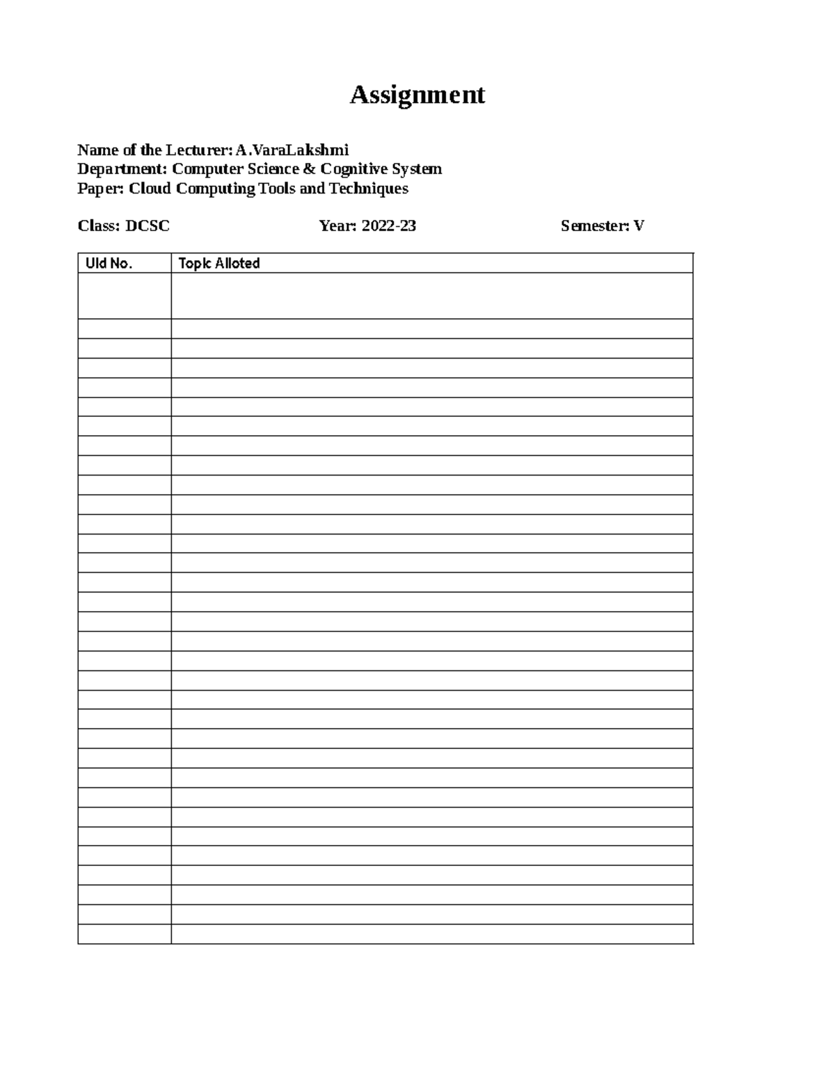 Assignment -CCT - cloud computing toolsandtechniques - Bachelor of Arts ...