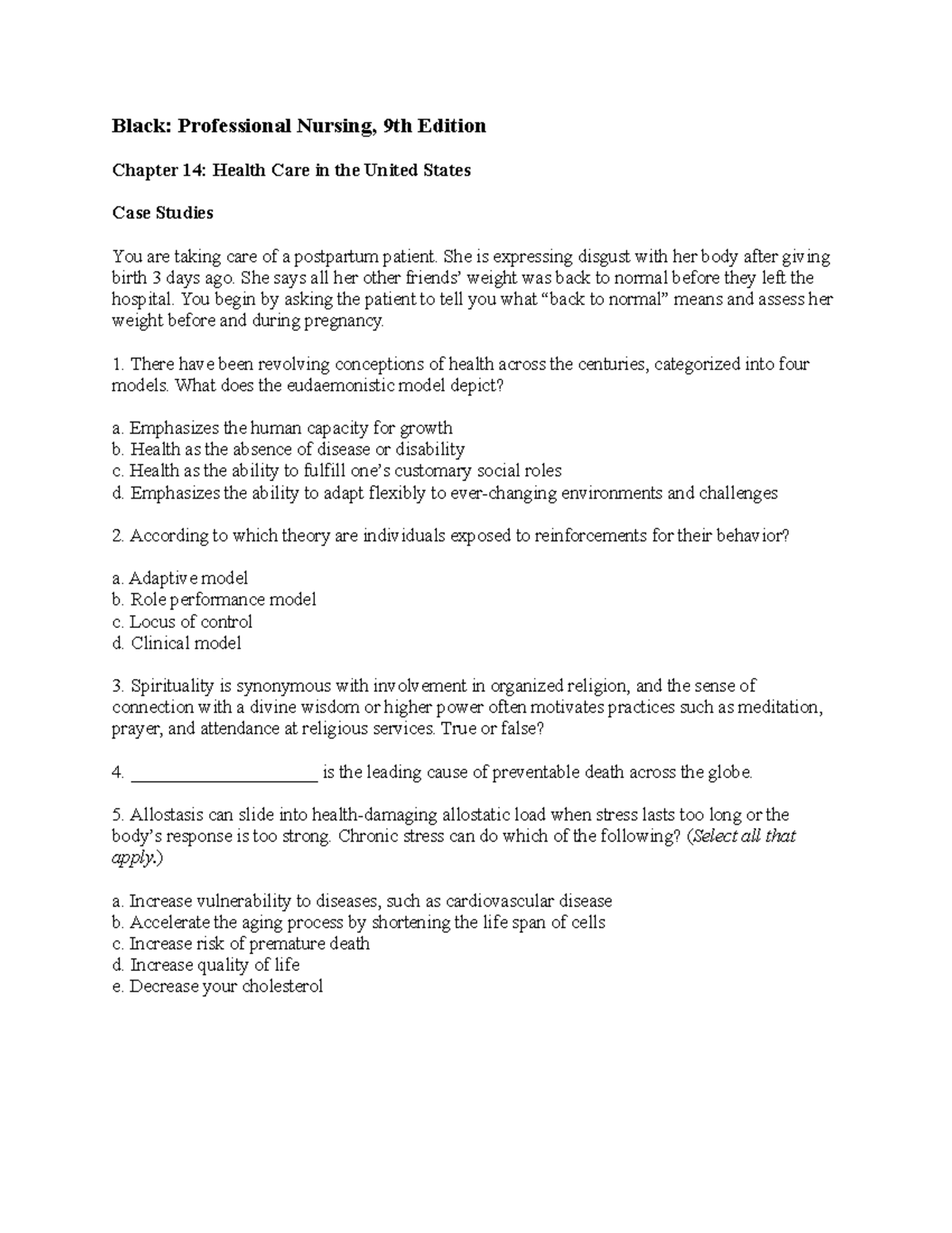 Chapter 14: Health Care in the U.S. - Case Studies & Key Concepts - Studocu