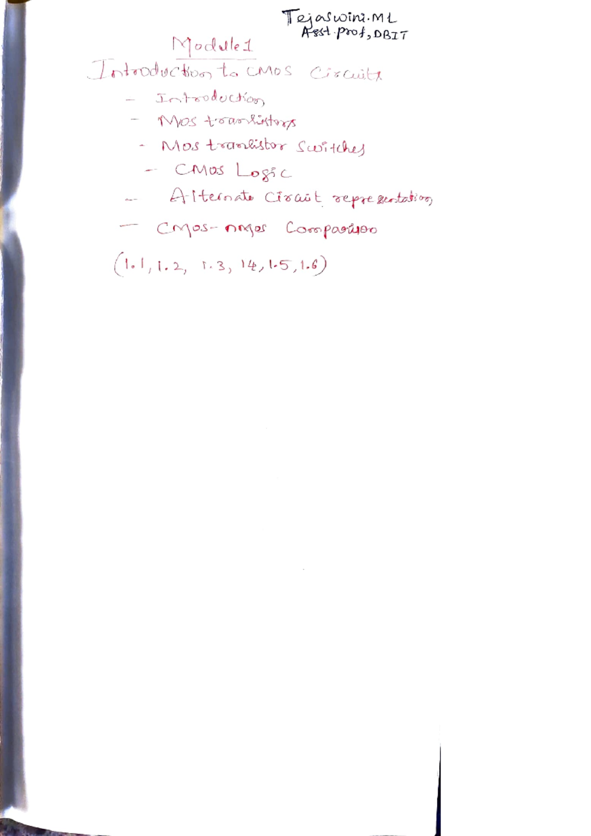 VLSI Module 1: Introduction to CMOS Circuits and Logic Design - Studocu