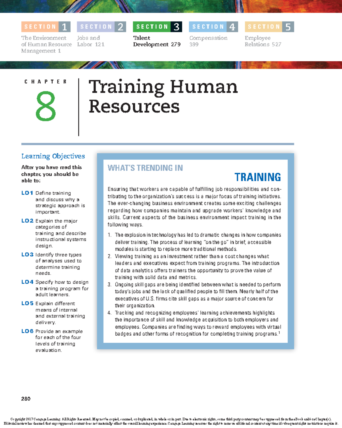 CHAPTER 8 Training - 280 S e c t i o n 1 S e c t i o n 2 S e c t i o n ...