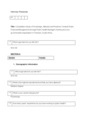A4 - Assignment - Interview Transcript A Title: A Qualitative Study of ...