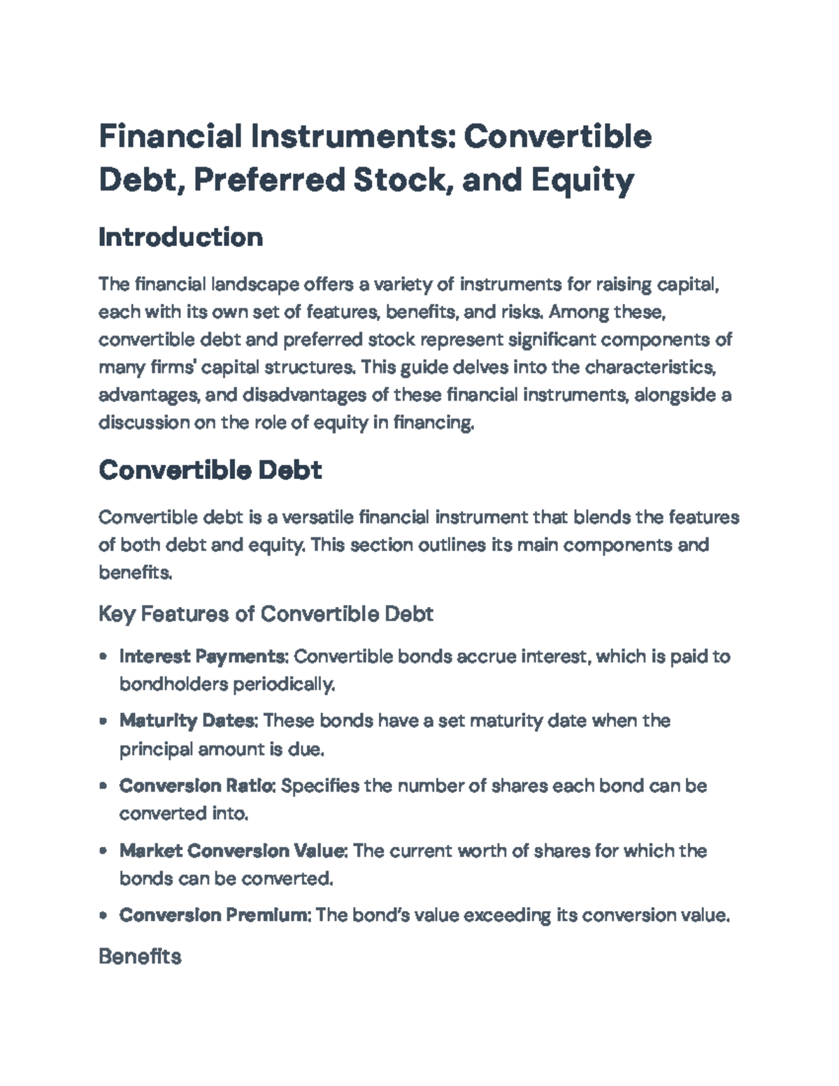Understanding Financial Instruments: Convertible Debt & Preferred Stock ...