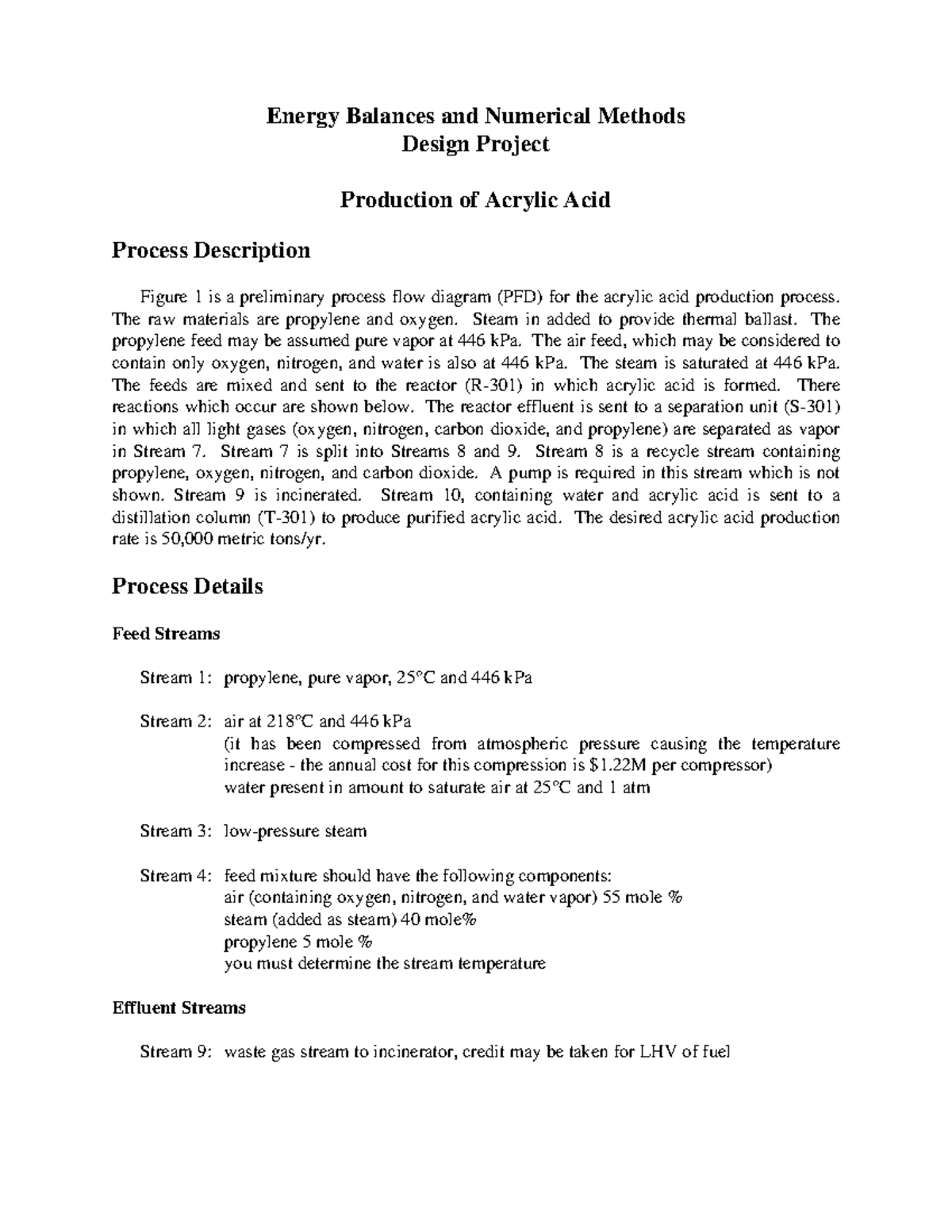 Acrylic Acid Production Process Report - CH5401 Design Project - Studocu