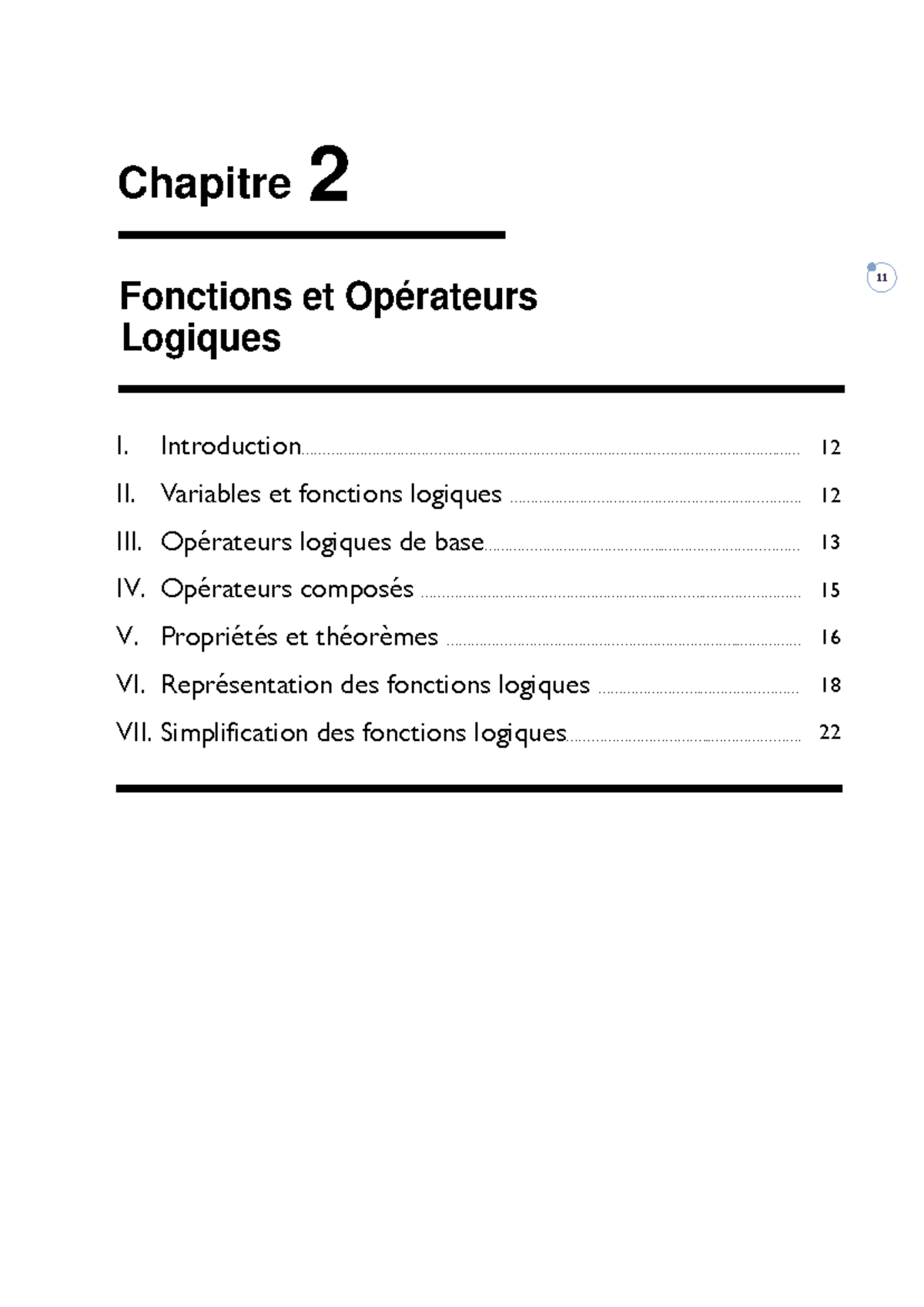 Chapitre 2: Fonctions Logiques et Opérateurs - Cours Électronique ...