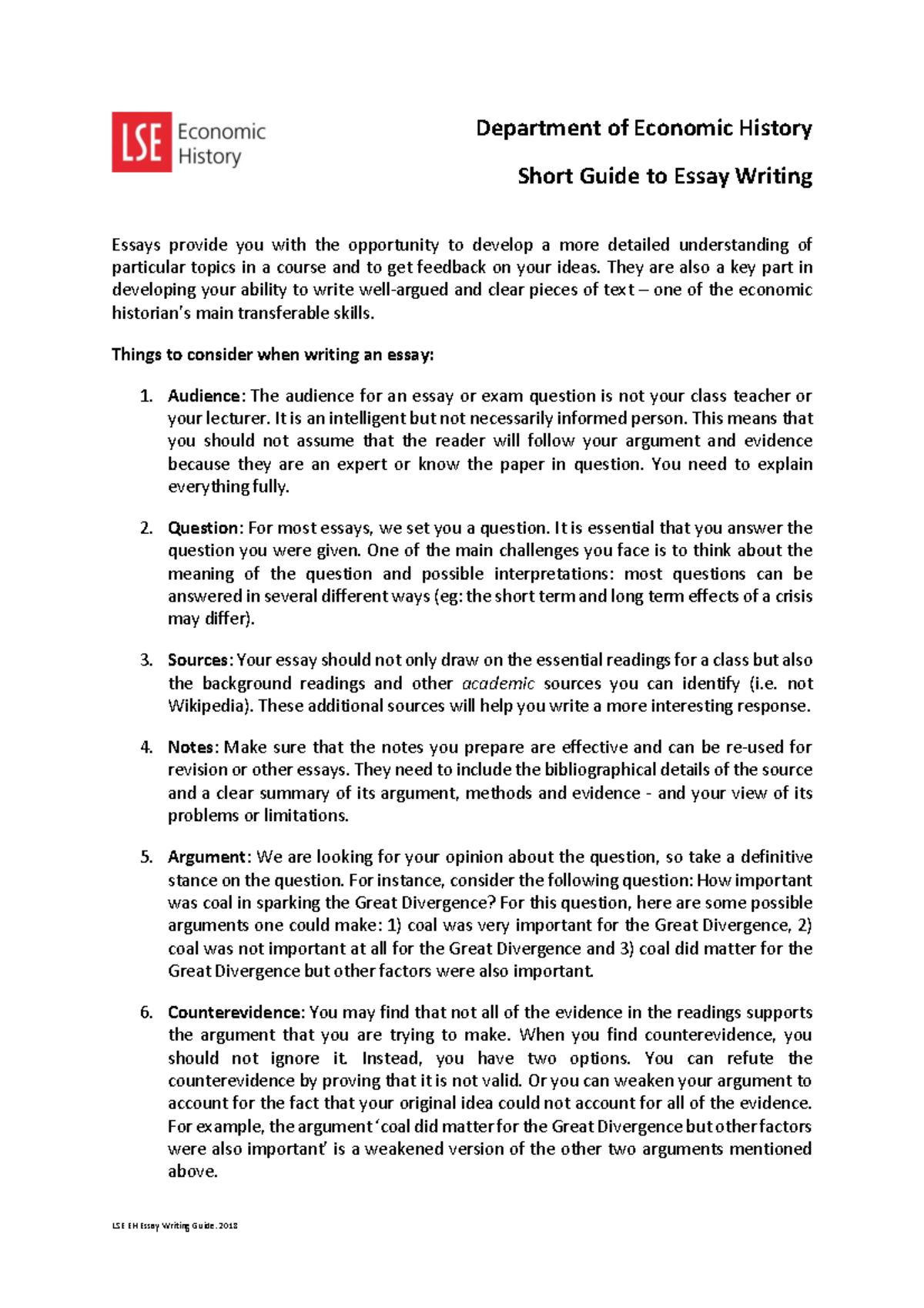 LSE EH Short Guide: Effective Essay Writing Techniques - Studocu