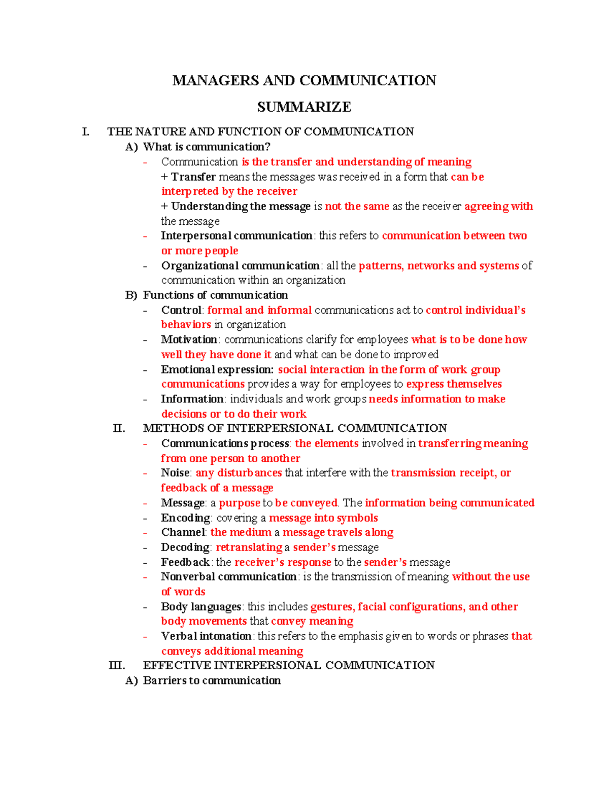 Managers AND Communication - MANAGERS AND COMMUNICATION SUMMARIZE I ...
