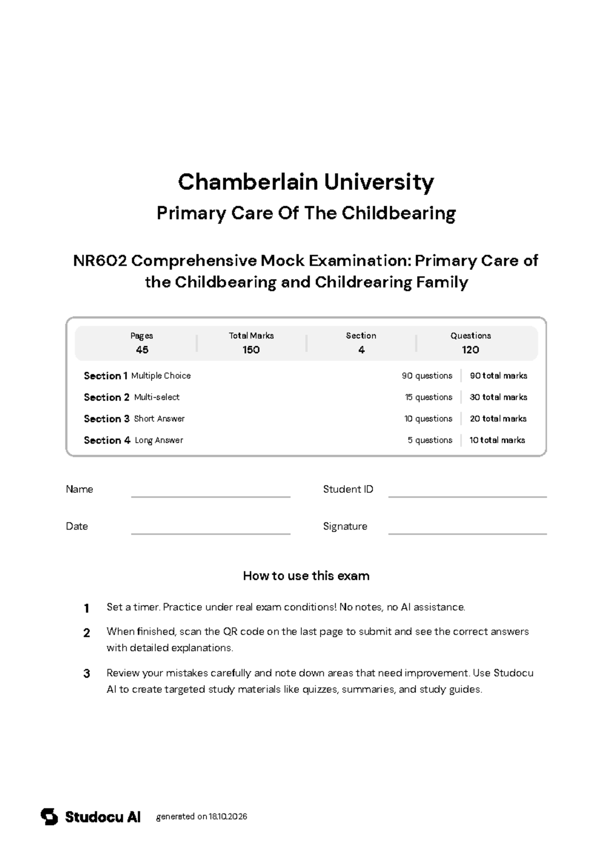 NR602 Comprehensive Mock Exam: Pediatric Primary Care - Studocu