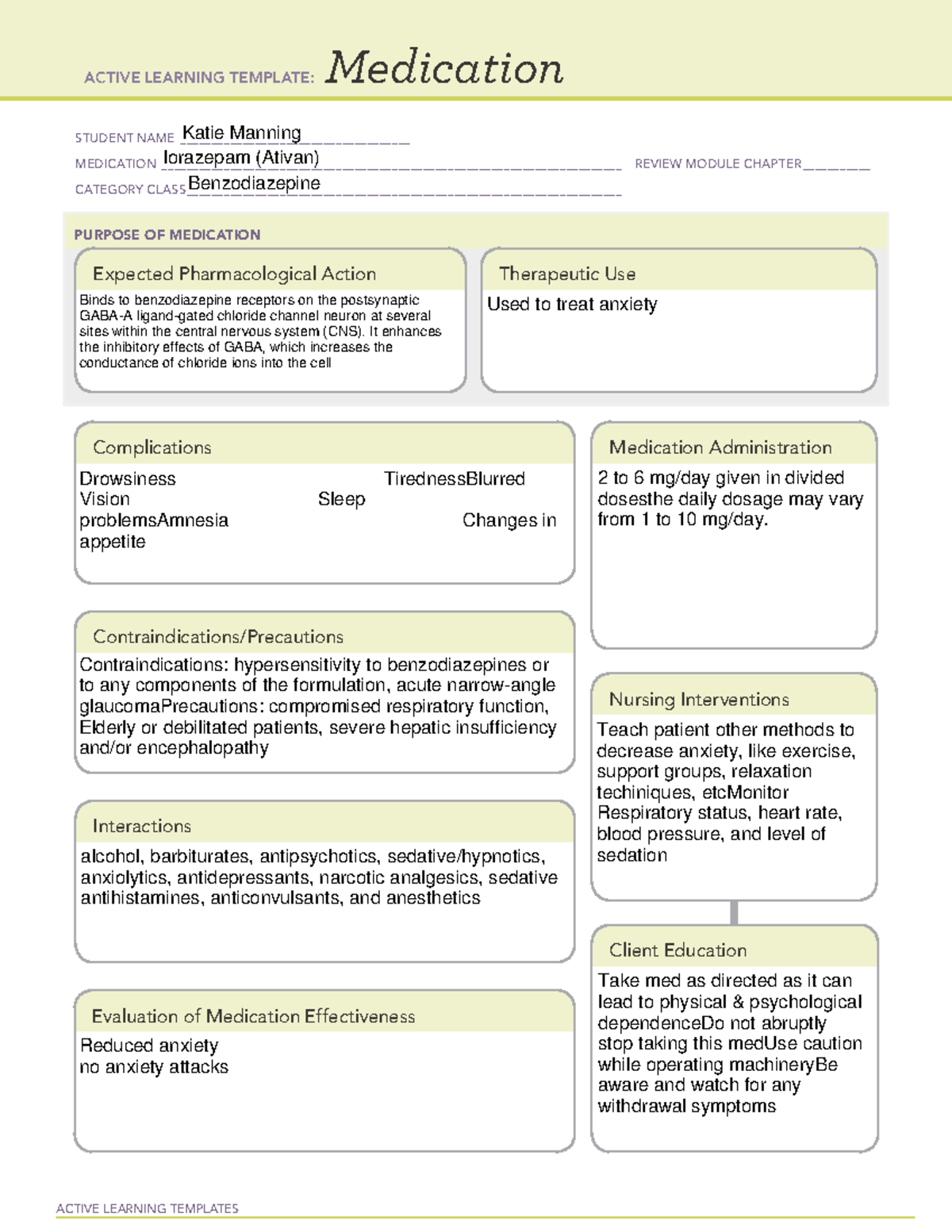 Med Form ativan - Use for practicing remembering drug names and their ...