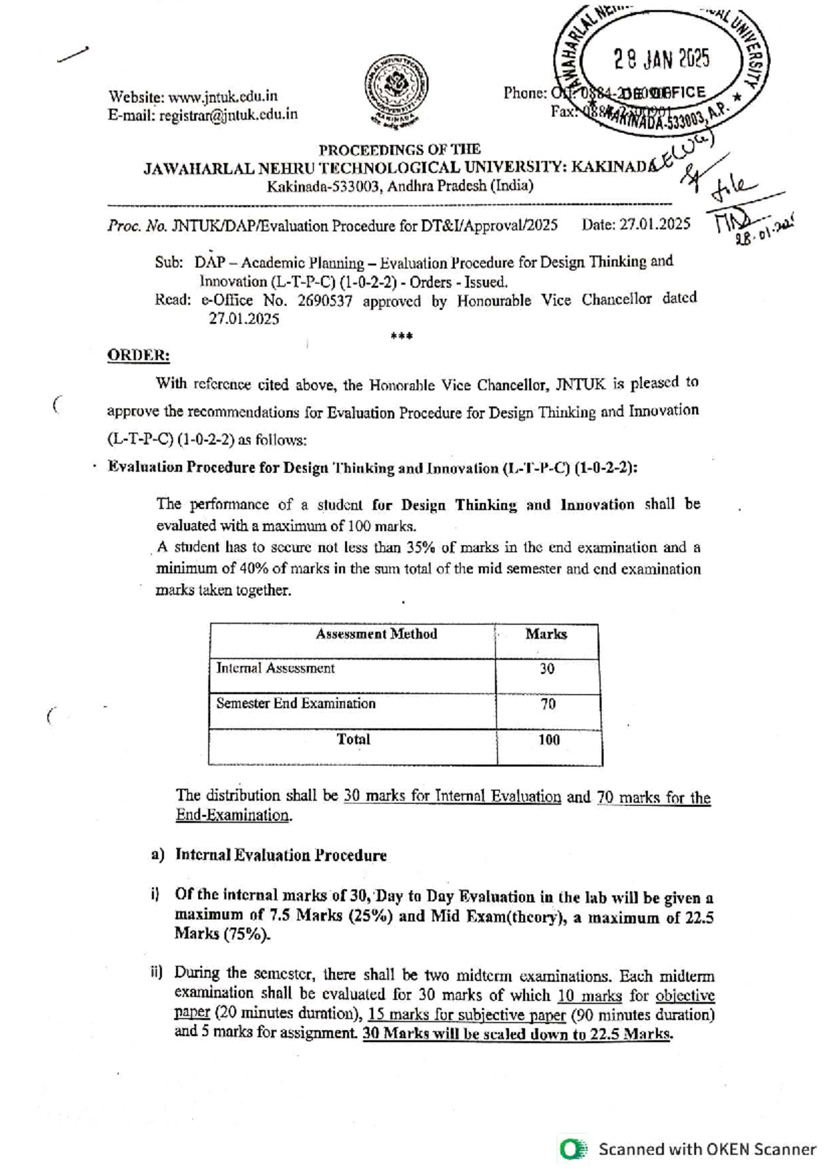 Evaluation Procedure for Design Thinking & Innovation (2-2 UG) - Studocu