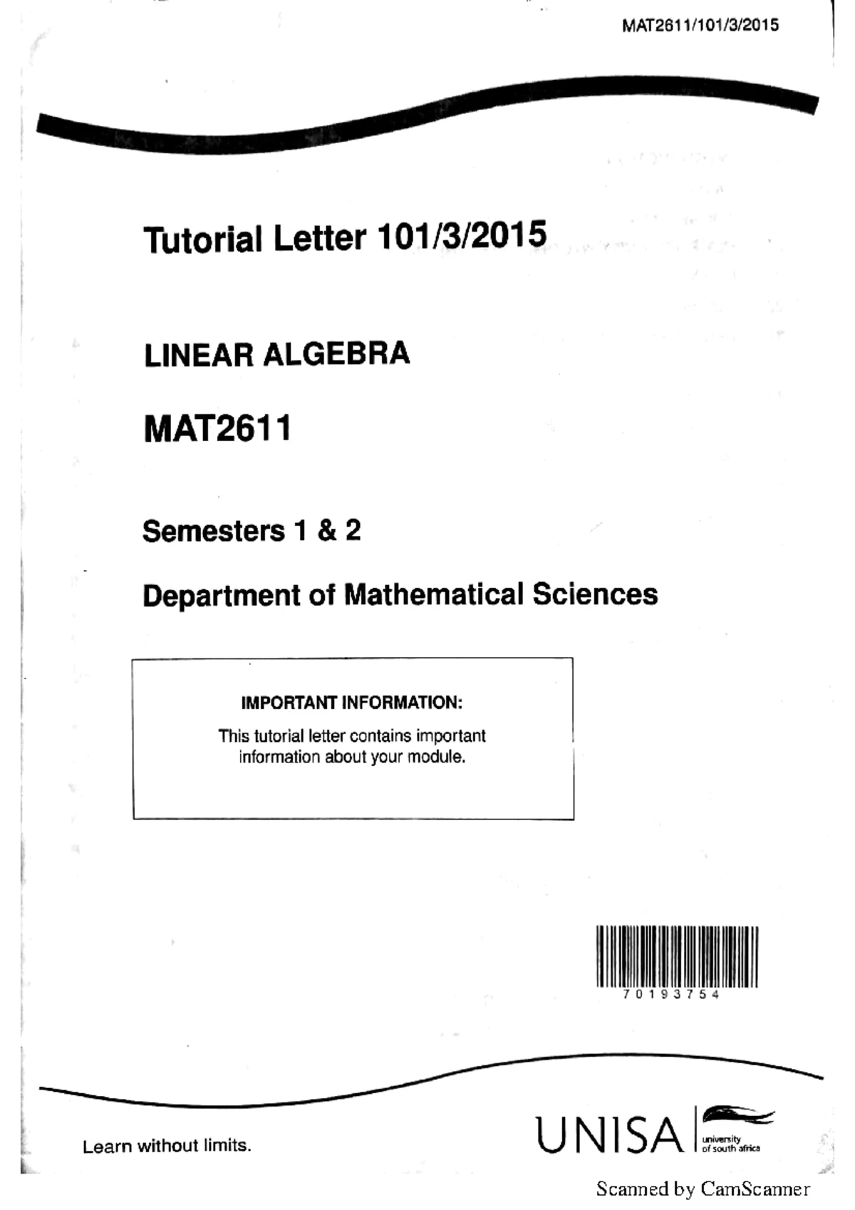 MAT2611 Assignment 9 Solutions and Explanations 2024 - Studocu
