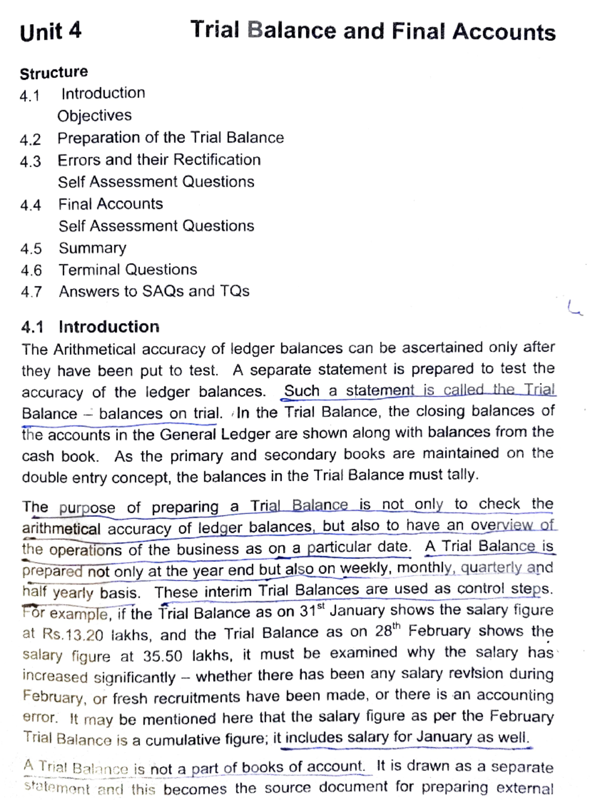 ACCT 101 - Unit 4 Trial Balance & Final Accounts Study Notes - Studocu