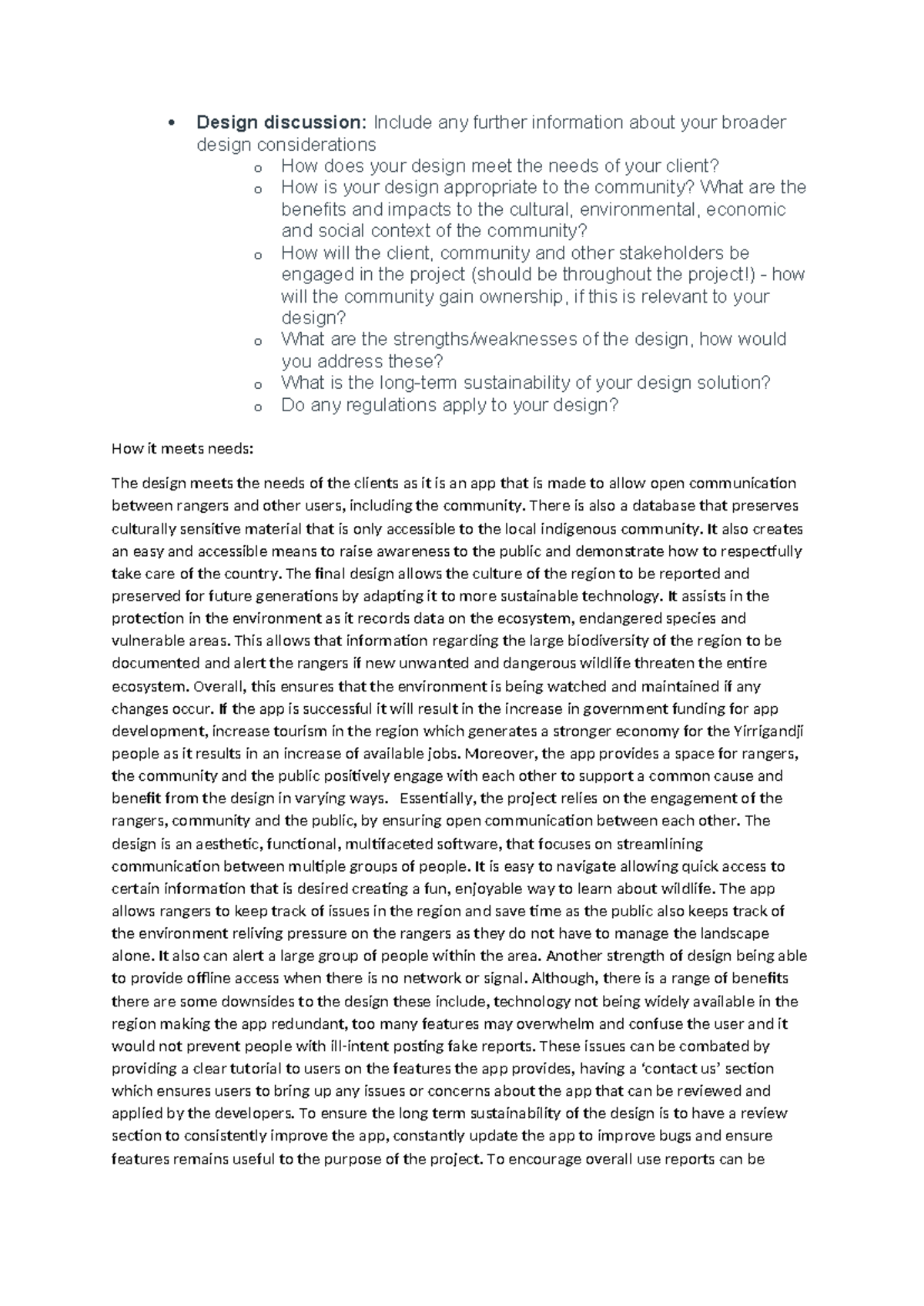 Design Discussion: Final Project on Community Engagement ...