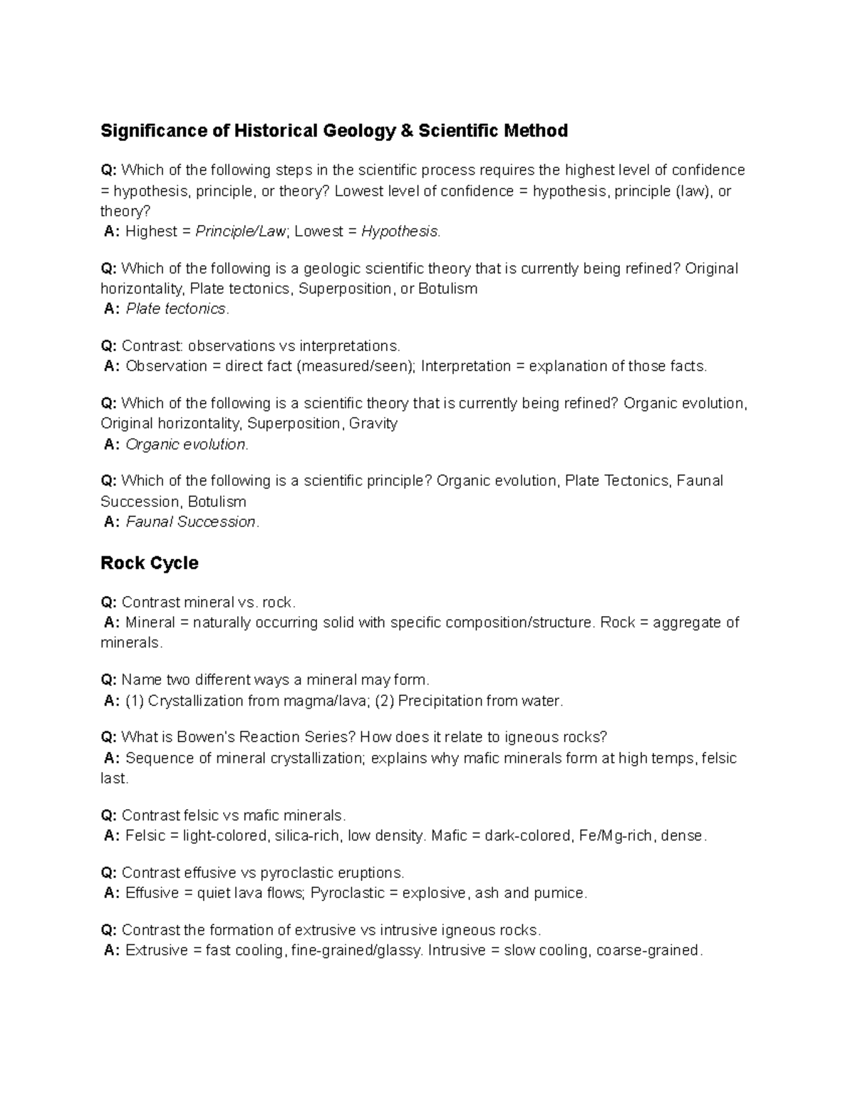 Geology 101: Exam Concepts on Fossilization, Environments, and Rock ...