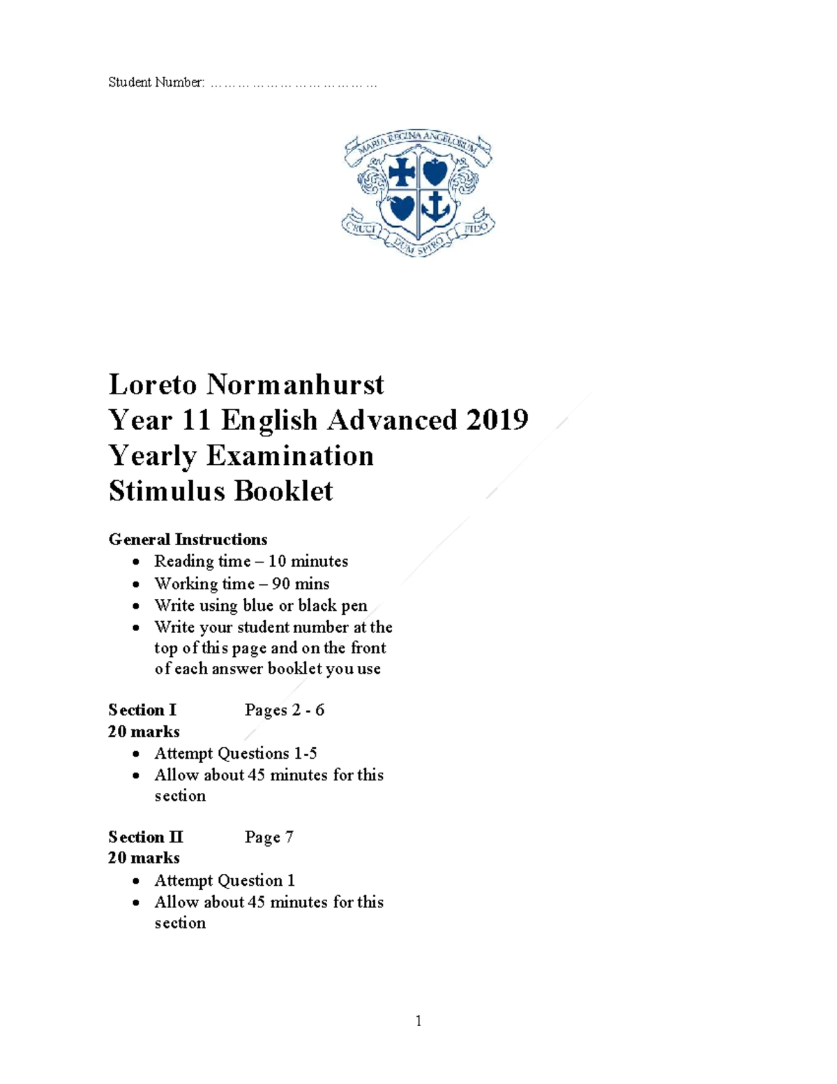 2019 Year 11 English Adv Yearly Exam Answer Booklet - Studocu