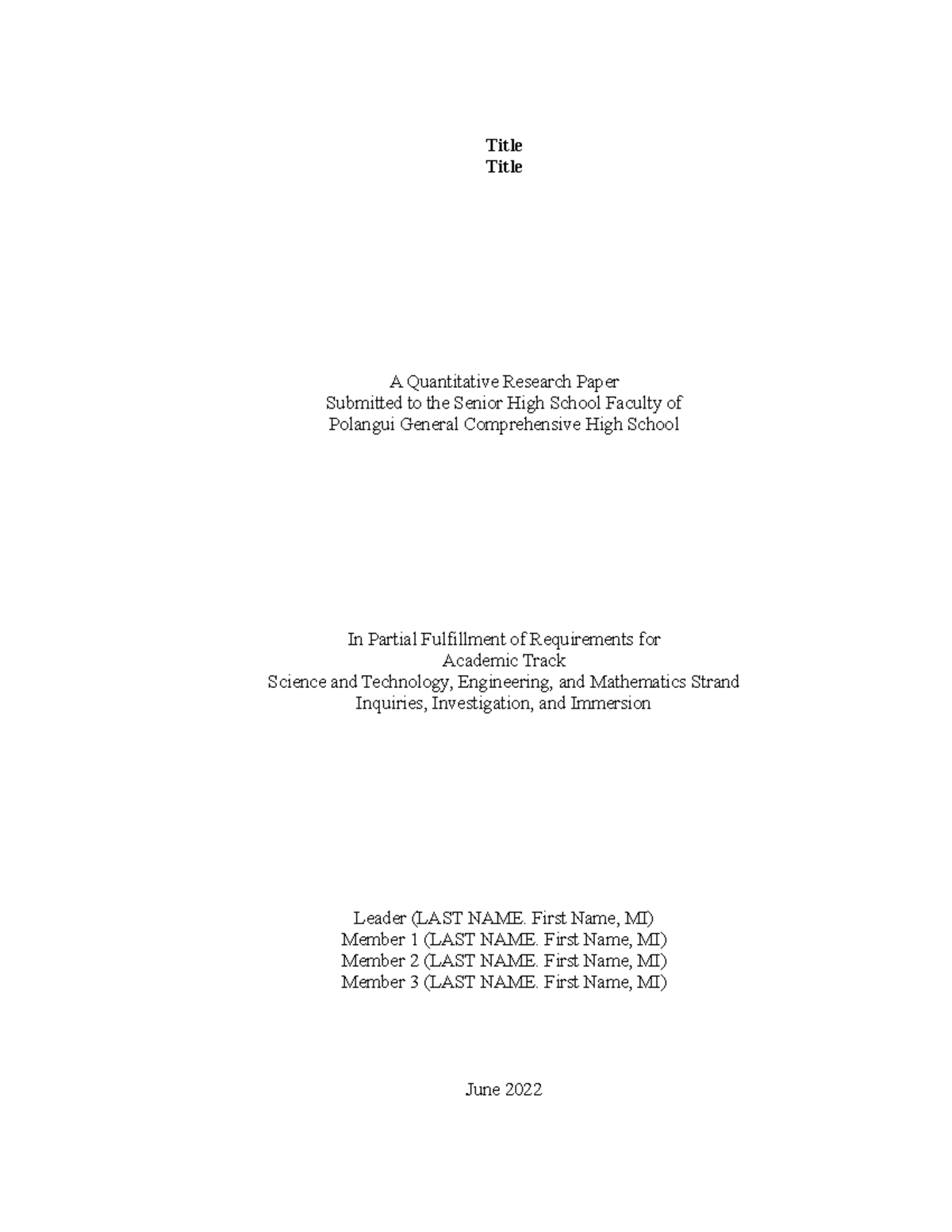 Research Paper Format for STEM Final Submission - Studocu