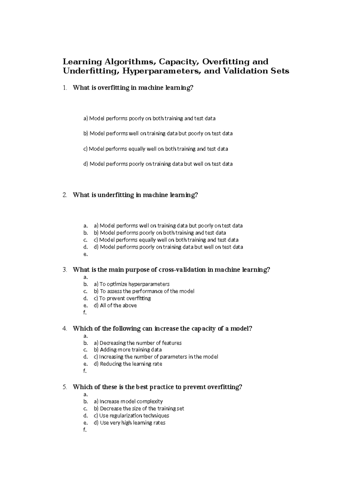 Learning Algorithms - Final Exam Notes (ML 101) - Studocu