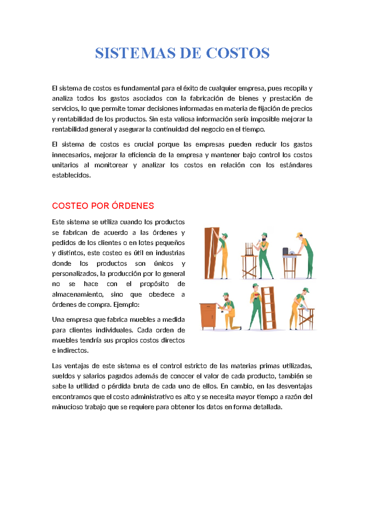 Informe sobre Sistemas de Costos: Costeo por Órdenes, Procesos y ...